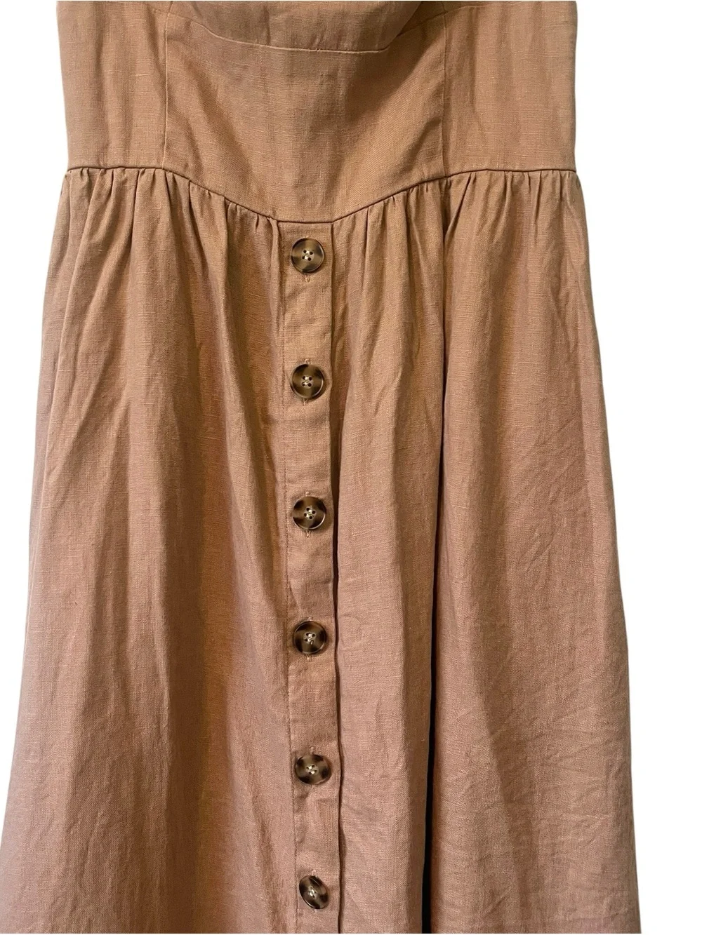 Reformation Cale Linen Midi Dress 10 Peaches Clay Cottagecore Sundress - Picture 4 of 12
